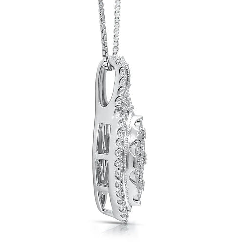 2.0 Carat Round Cut Diamond Halo Pendant VS Clarity EF Color in 14K White Gold Pendant for Women Jewelry from Manufacturer