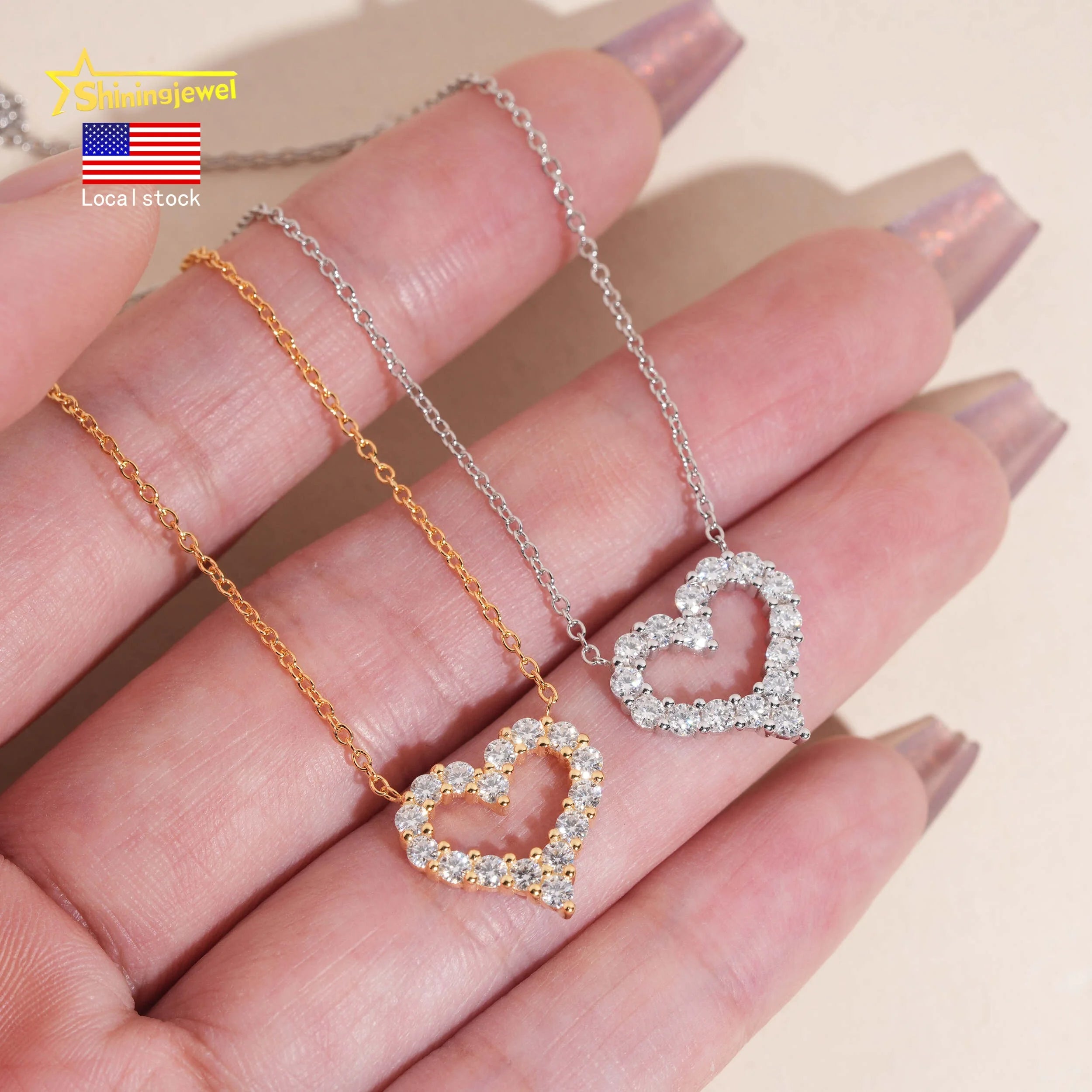 USA Local Stock Women Jewelry Heart Pendant Necklace 925 Silver Iced Out Hip Hop VVS D Moissanite Diamond Chain Anniversary Gift