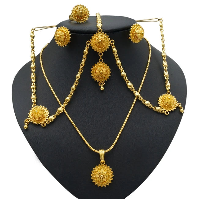Zhuerrui Wholesale Traditional Romanian Jewelry Sets Bridal Women Jewelry Gold Necklace Ethiopian Jewelry HA16112201