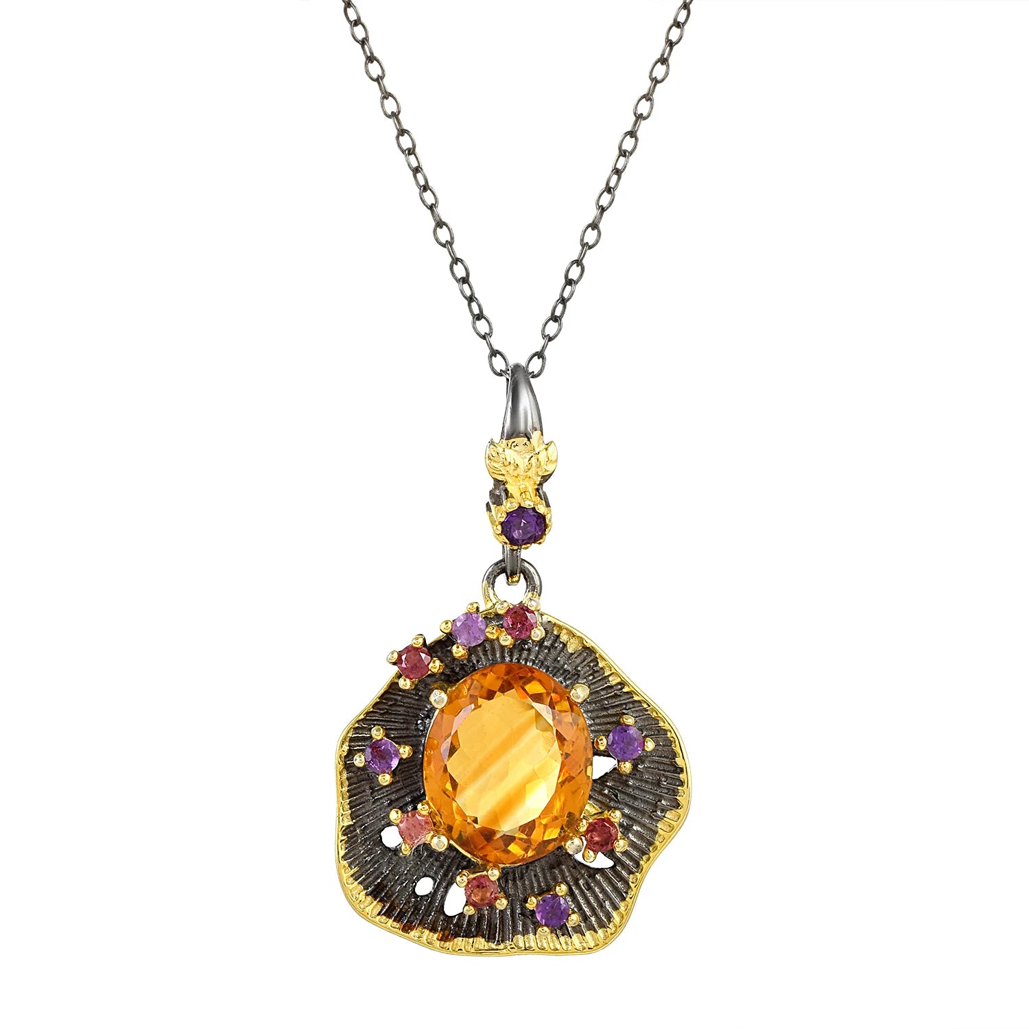 Wholesale Citrine Gemstone Pendant Pink Sapphire Sterling Silver Amethyst Charm Gold Plated Classic Certified Women Jewelry