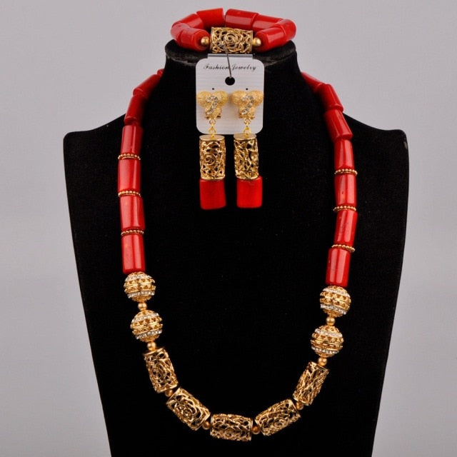 Buy Nigerian Beads Three Tiered Beads African Nigerian Beads bridal, Party,  Wedding Jewelery Set Online in India - Etsy