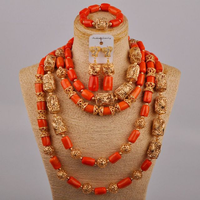 New Flower Pendant Necklace Big Real Coral Bead Traditional Nigerian  Wedding African Coral Beads Jewelry Set Women Party ABG171 - AliExpress