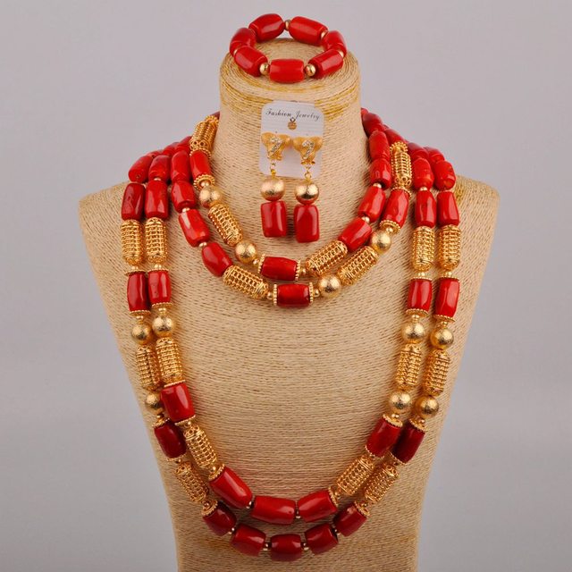 Latest African Coral Beads Jewelry Set for Nigerian Wedding traditiona – My  African Fashionista