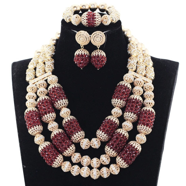 Africanbeads 3 Rows Handmade Red Coral Beads Jewelry Sets Nigerian Wedding  African Beads Necklace(ABC020) : : Clothing, Shoes & Accessories